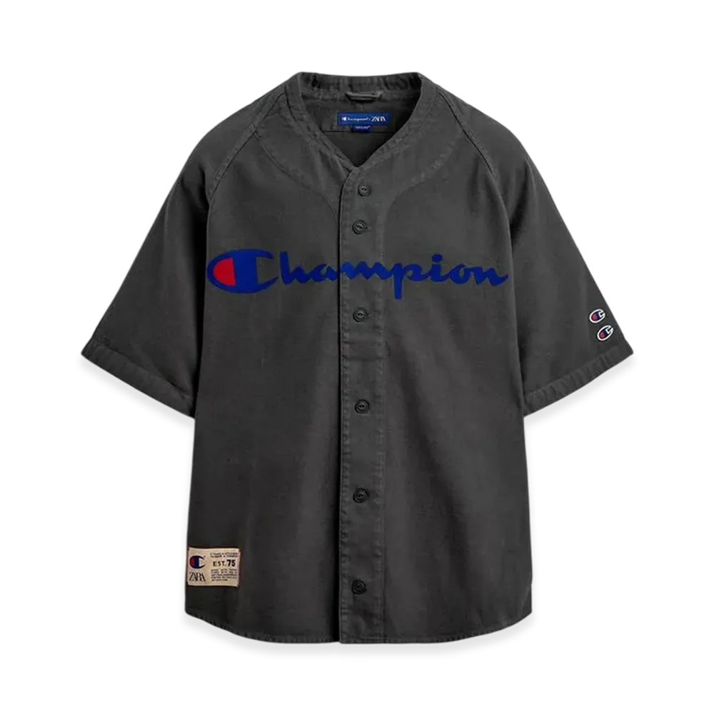 ZARA x CHAMPION Baseball Print Shirt "Gray"