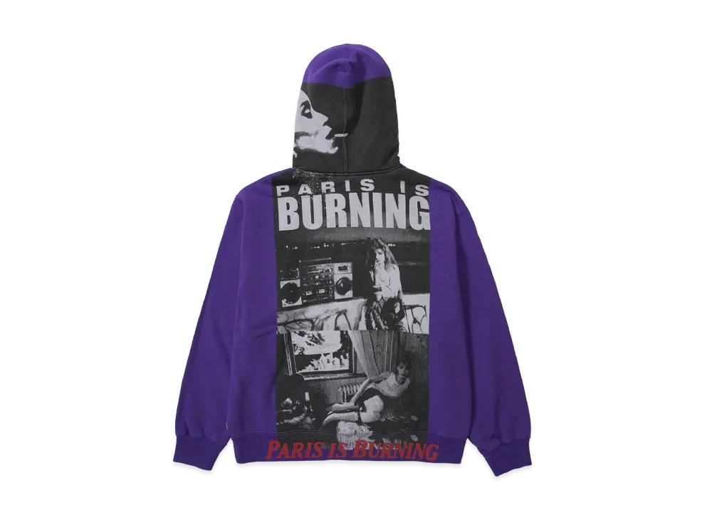 Supreme Paris is Burning Zip Up Hooded Sweatshirt "Purple"