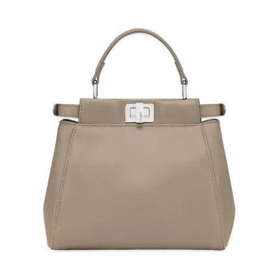 FENDI Peekaboo Mini Leather Hand Bag "Beige"