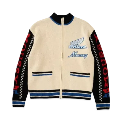 MOUSSY x HONDA HRC Jacquard Knit Cardigan "Ivory"