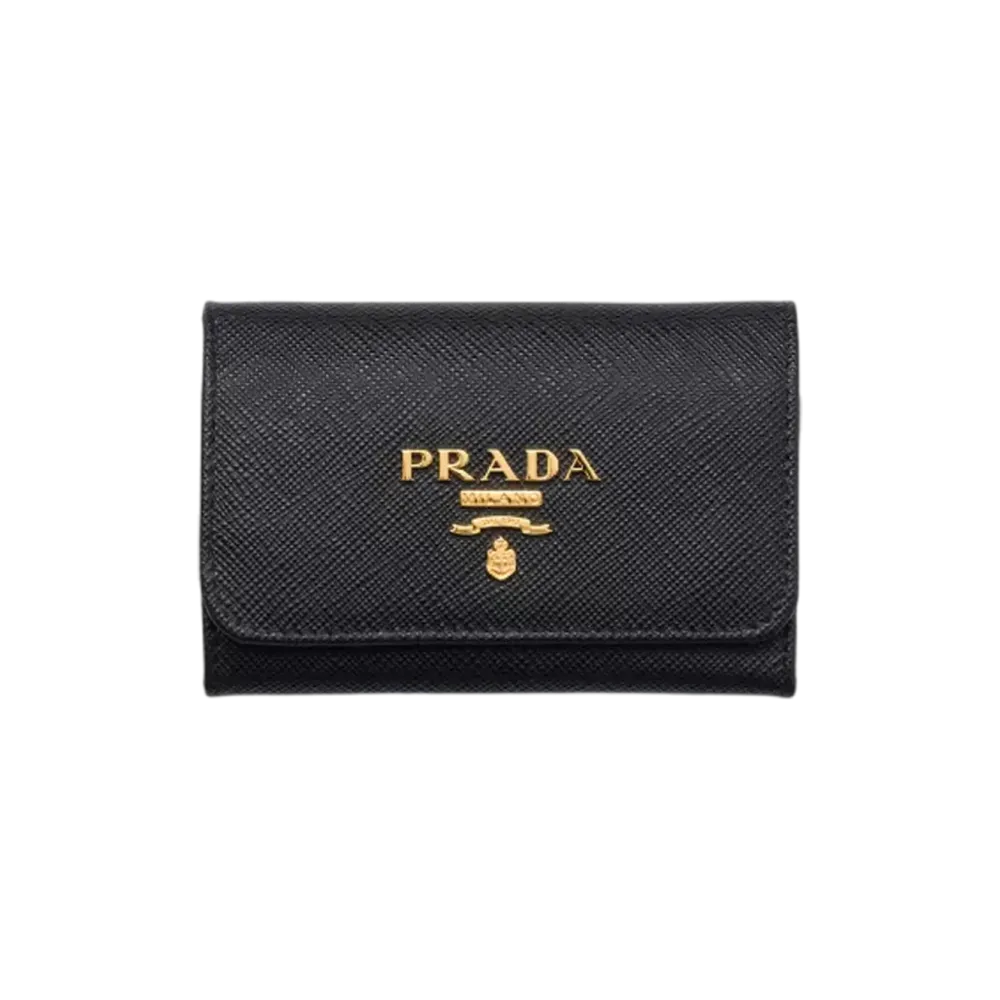 PRADA Saffiano Multicolor Key Case "Black/Pale pink"