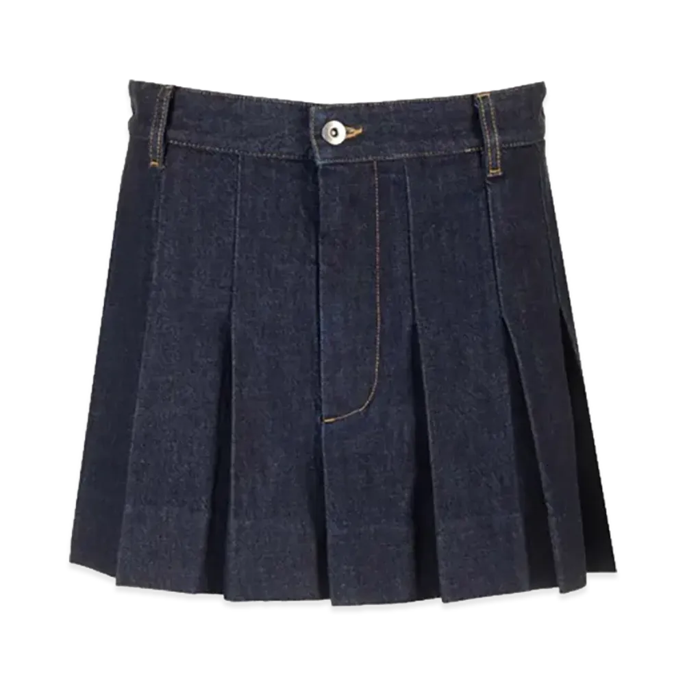 Bottega Veneta Women's Pleated Denim Miniskirt "Blue"