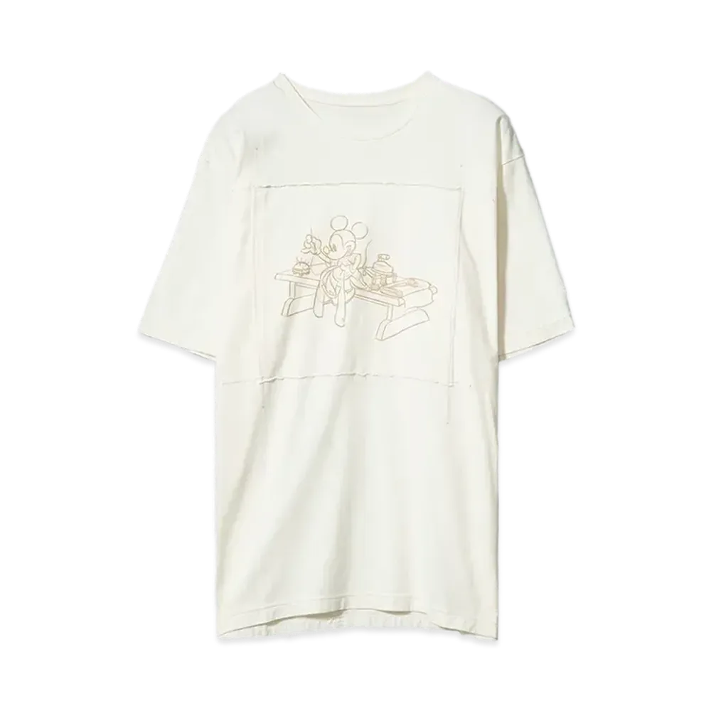 DISNEY x PORTER CLASSIC DISNEY MICKEY MOUSE /PC OHARIKO COLLECTION PATCHWORK T-SHIRT "OFF-WHITE"