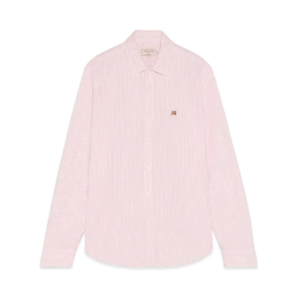 Maison Kitsune Fox Head Embroidered Striped Shirt "Light Pink Stripes"