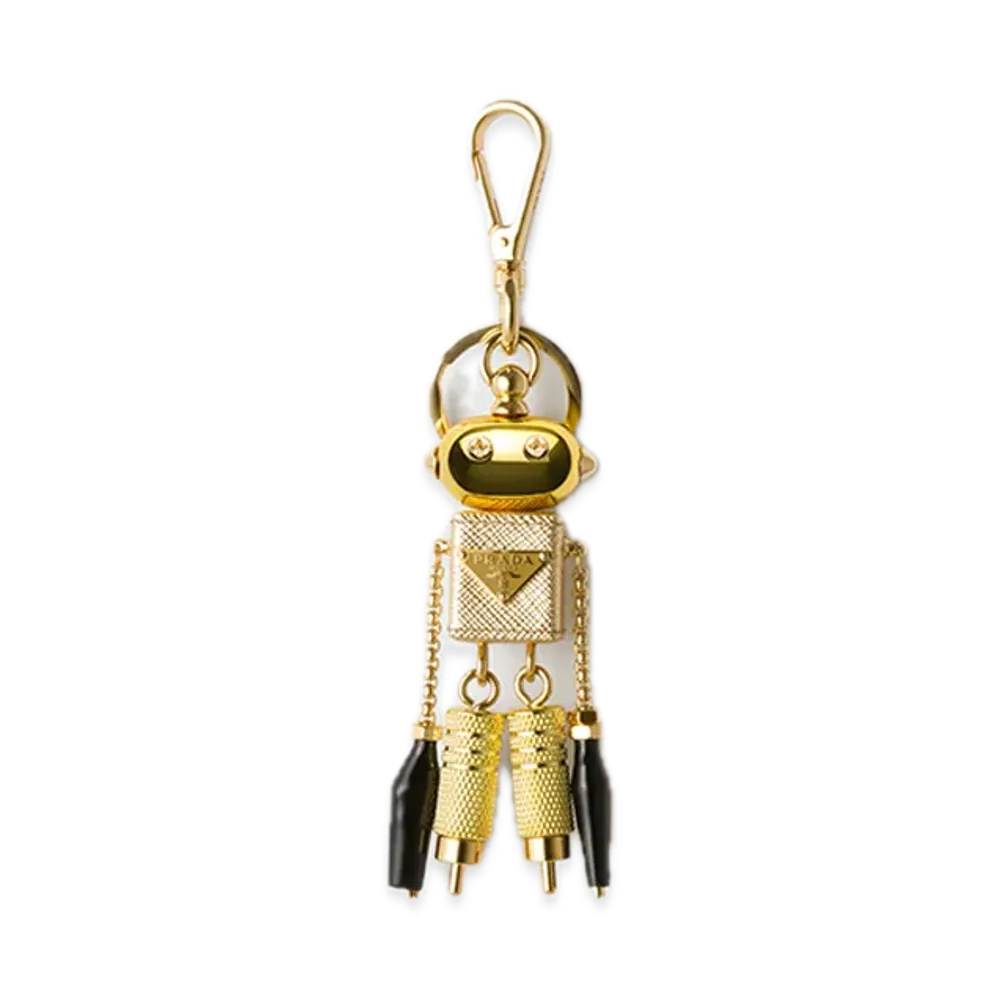 PRADA Robot Saffiano Leather Bag Charm "Gold"
