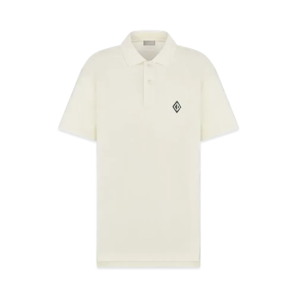 Dior Men's CD Diamond Polo Shirt Cotton Pique Crepe "Off White"