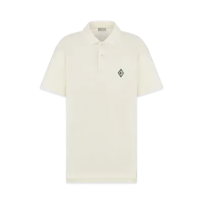 Dior Men's CD Diamond Polo Shirt Cotton Pique Crepe "Off White"