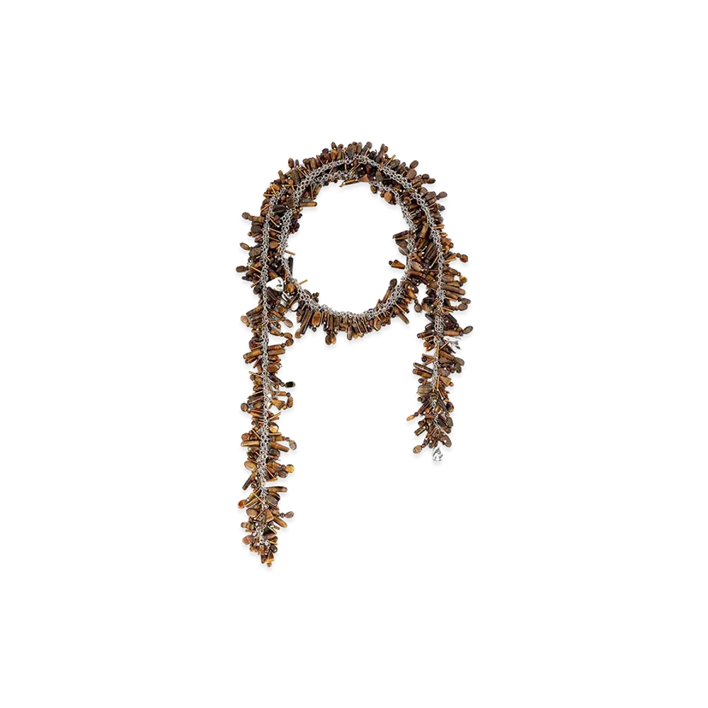 DRIES VAN NOTEN Women's 'Embroidered Scarf' Necklace "Brown"