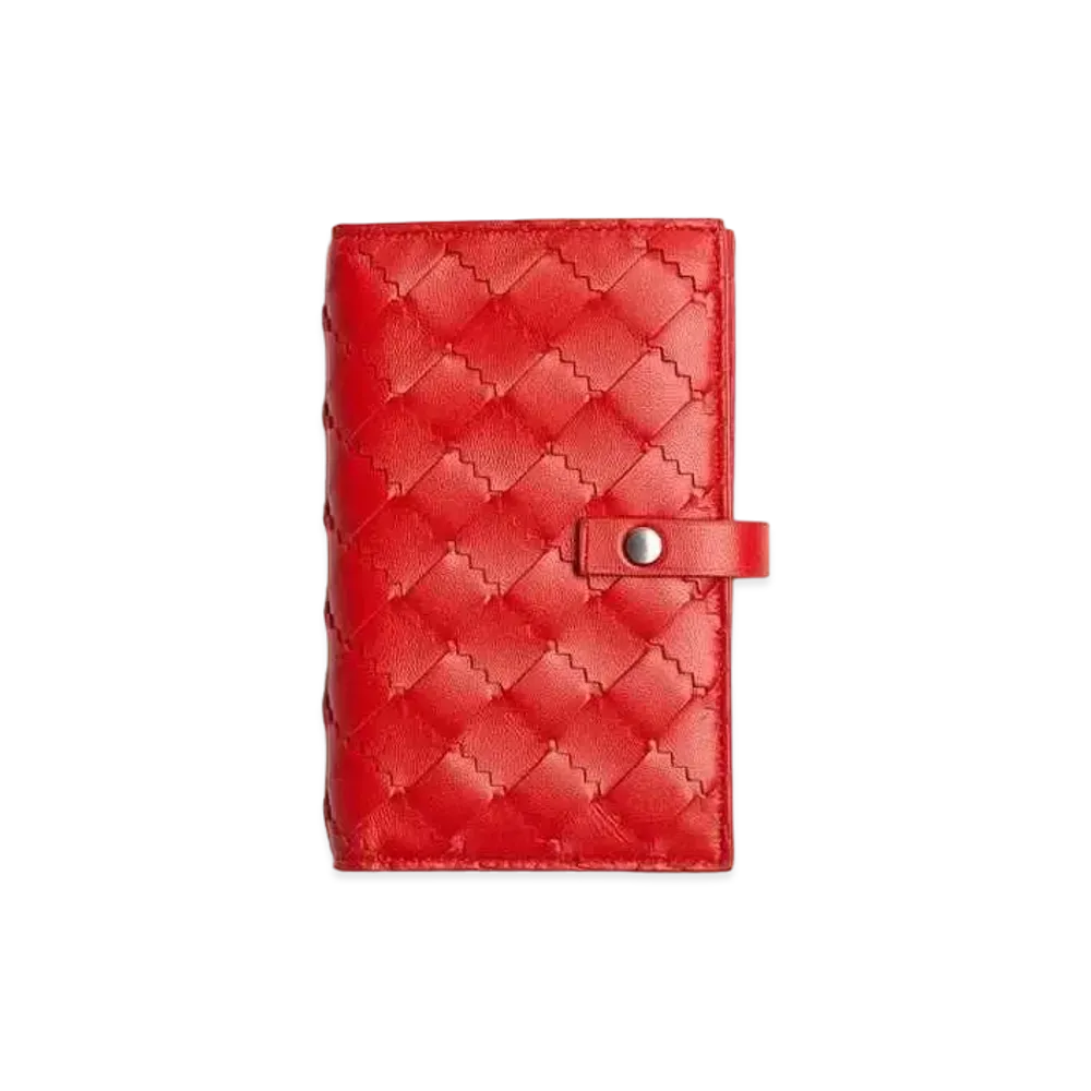 Bottega Veneta Intrecciato Lambskin Calfskin With Coin Purse "Nail Polish Red"
