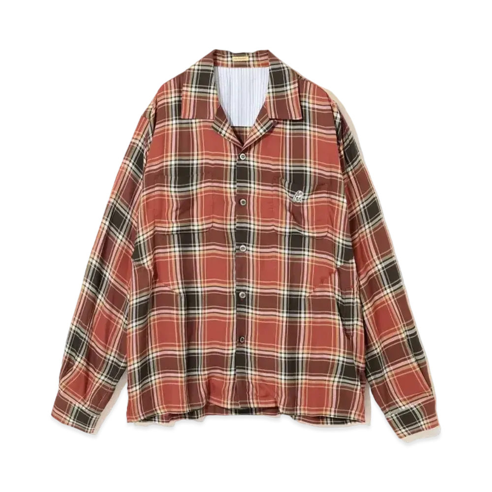 UNDERCOVER Rayon Blend Cotton Open Collar Shirt "Orange CK"