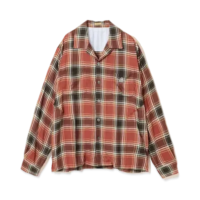 UNDERCOVER Rayon Blend Cotton Open Collar Shirt "Orange CK"