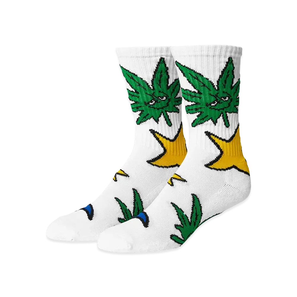HUF Green Buddy Star Sign Socks "White"