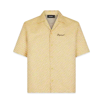 Dsquared2 Micro Flowers Hawaii Shirt "Yellow/Gray"