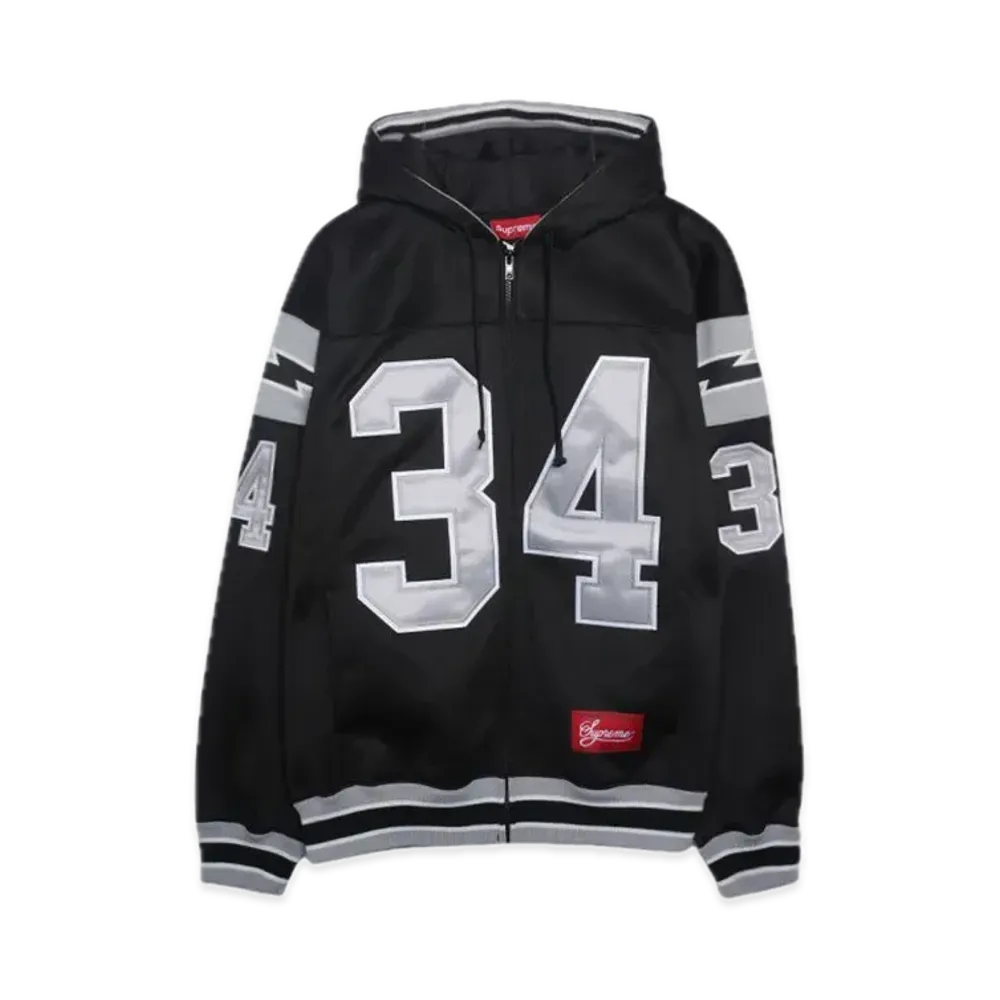 Supreme Football Zip Up Hooded Sweatshirt "Black"
