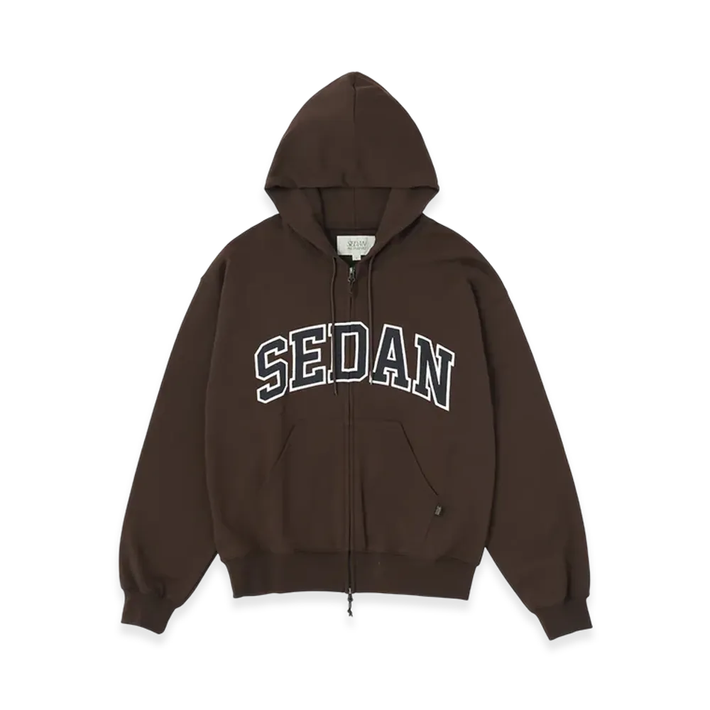 SEDAN ALL-PURPOSE College Logo Full Zip Hoodie "Dark Brown"