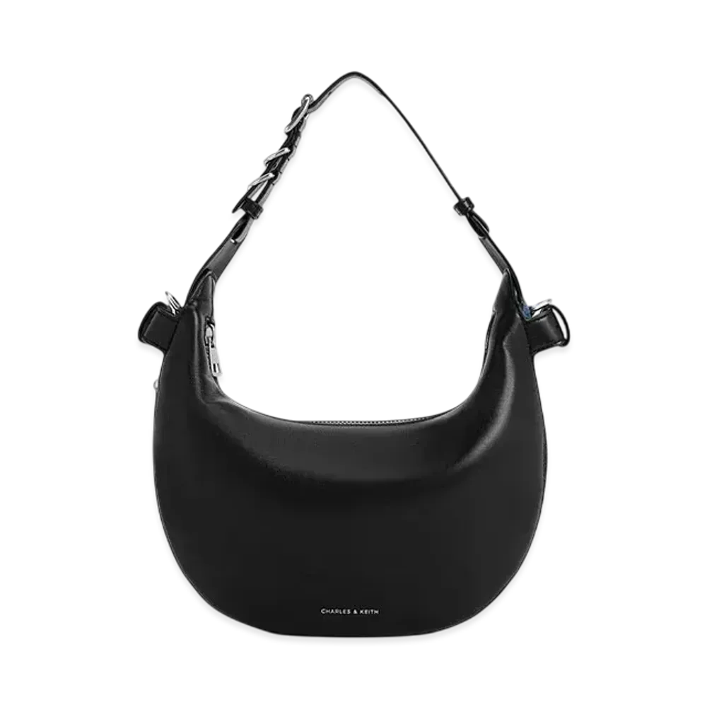 CHARLES & KEITH Saskia Crescent Hobo Bag "Noir"