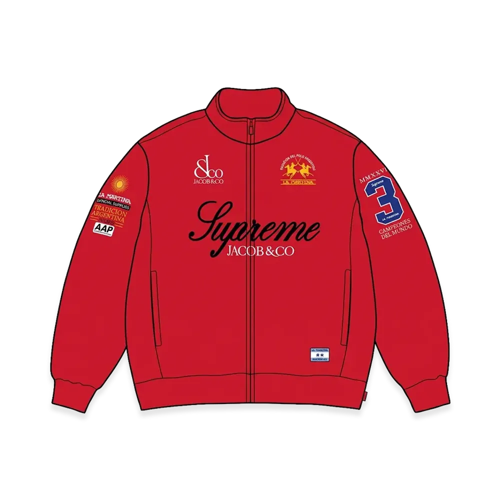 Supreme x La Martina Zip Up Sweatshirt "Red"