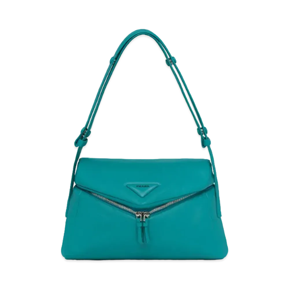 PRADA Padded Nappa Leather Signaux Bag "Turquoise Blue"