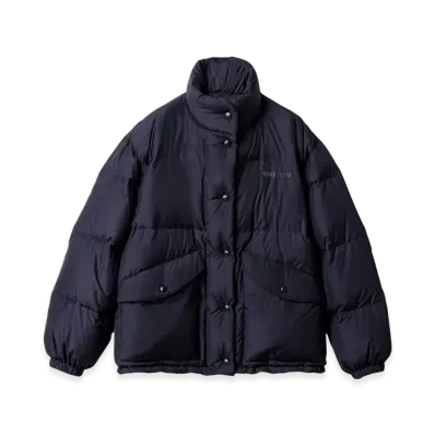 MIU MIU Women's Mid-Weight Technical Ponge Down Jacket "Blue"