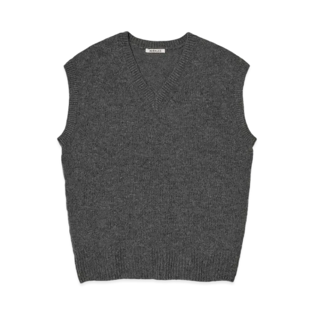 AURALEE Wool Cashmere Silk Knit Vest "Gray"