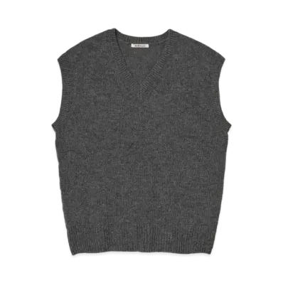AURALEE Wool Cashmere Silk Knit Vest "Gray"