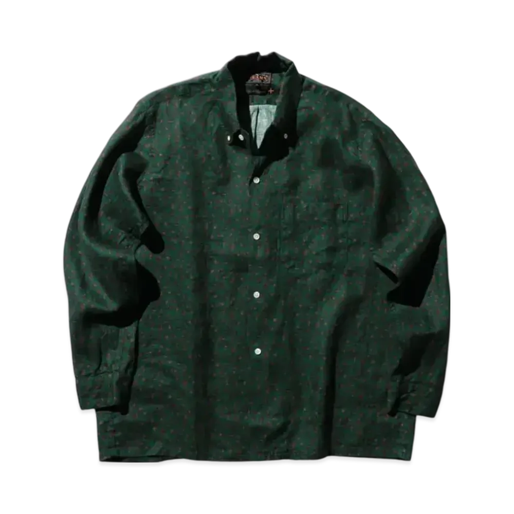 BEAMS Open B.D. Linen Print "Green"