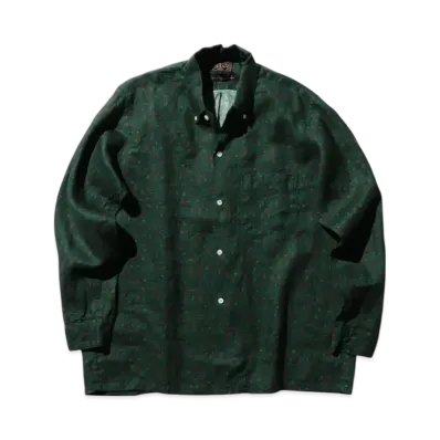 BEAMS Open B.D. Linen Print "Green"