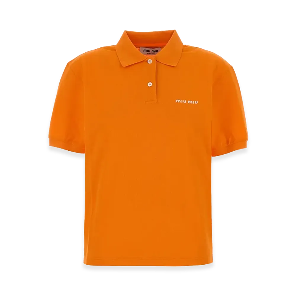MIU MIU Women's Piquet Polo Shirt "Orange"