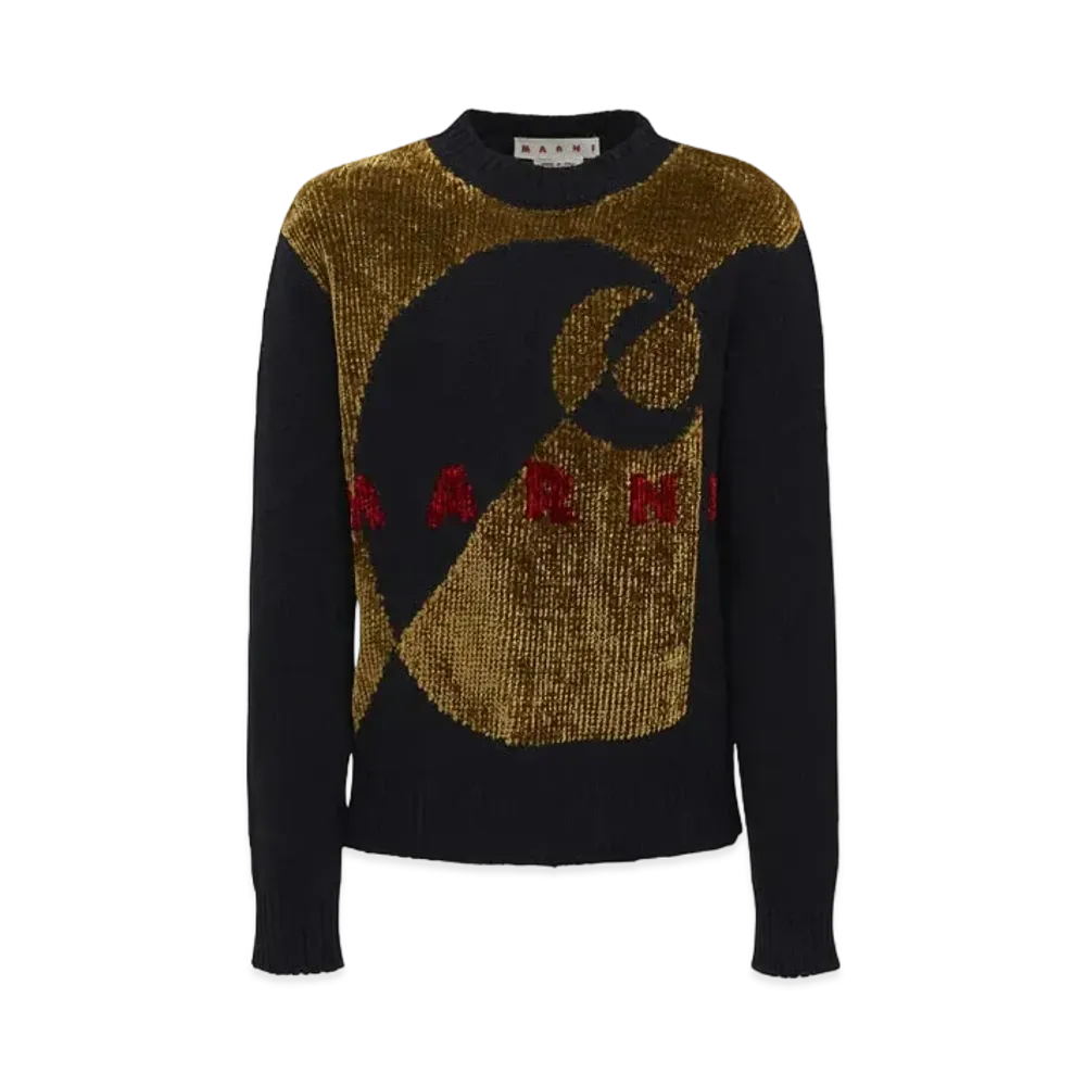 Marni x Carhartt WIP Jumper In Black Wool and Silk With Logo "Black"