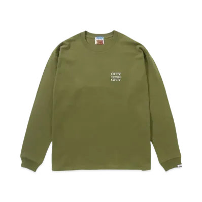 CITY COUNTRY CITY EMBROIDERED LOGO COTTON L/S T-SHIRT "OLIVE"