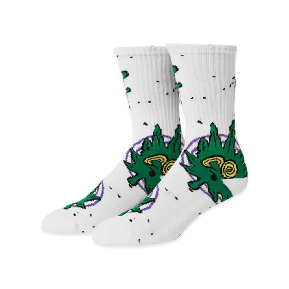 HUF Green Buddy Hypnosis Socks "White"