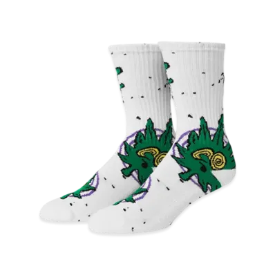 HUF Green Buddy Hypnosis Socks "White"