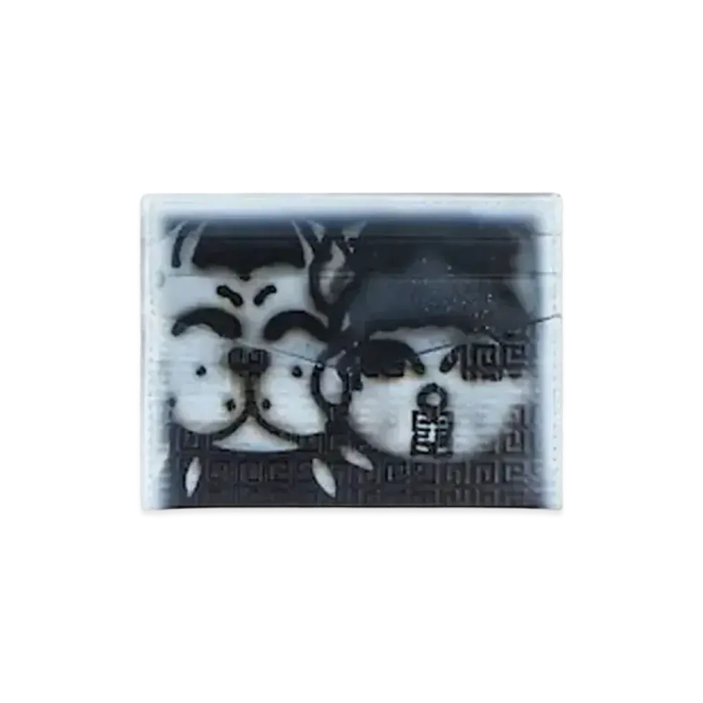 GIVENCHY Card Holder In 4G Leather With Tag Effect Prints "Black"