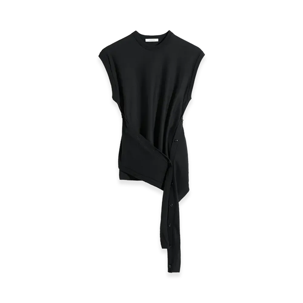 LEMAIRE Women's Merino Blend Sleeveless Button Top "Black"