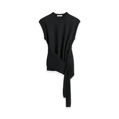 LEMAIRE Women's Merino Blend Sleeveless Button Top "Black"