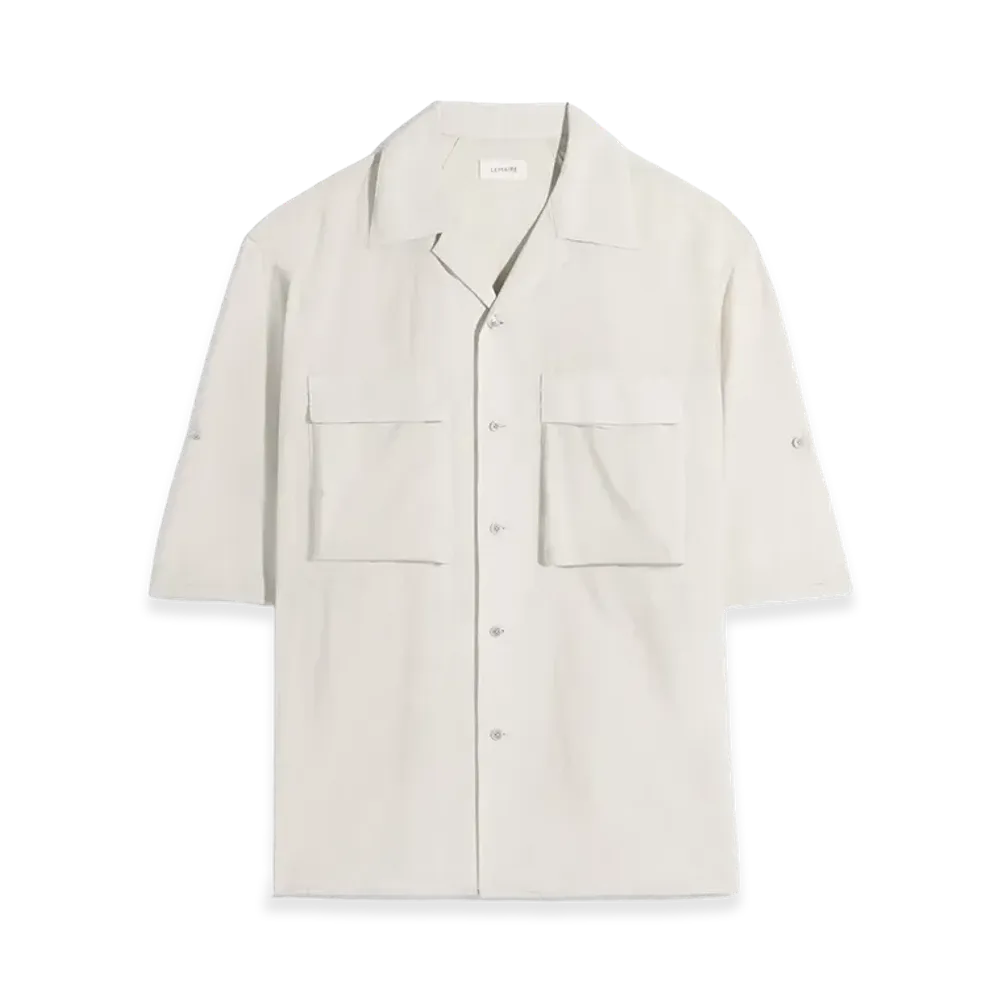LEMAIRE Washed Technical Cotton Short Sleeve Utility Shirt "Plaster"
