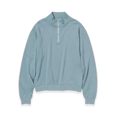 AURALEE Super High Gauge Half Zip P/O "Blue Grey"