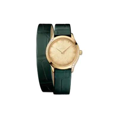 OMEGA De Ville Mini Tresor Diamonds Alligator Leather Double Strap 26MM "Moonshine Gold/Green" 428.58.26.60.99.002