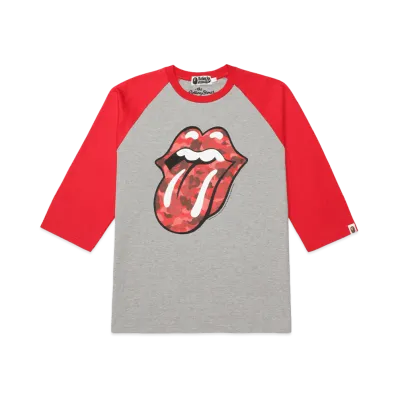 A BATHING APE x THE ROLLING STONES Camo Tongue Raglan Tee "Gray"