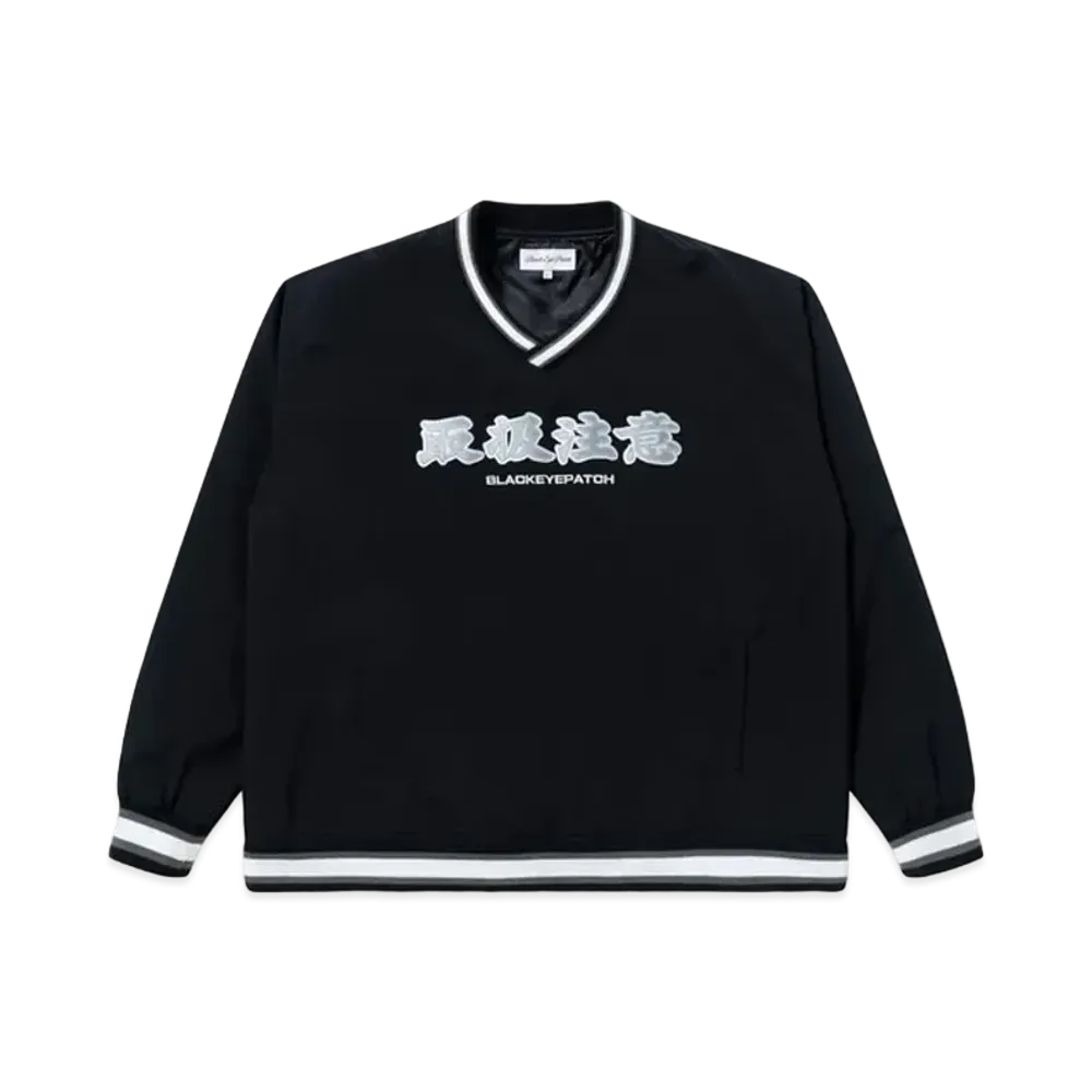 Black Eye Patch Handle With Care V Neck Pullover "Black"