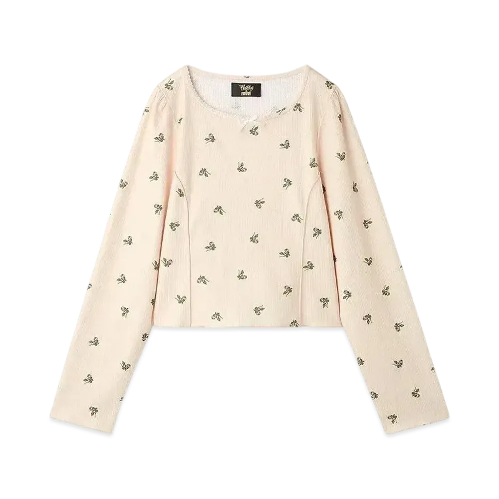 FURFUR x Philly chocolate Small Floral Print Thermal Tops "Pink"