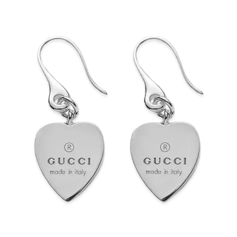 GUCCI Logo Heart Earrings "Silver"