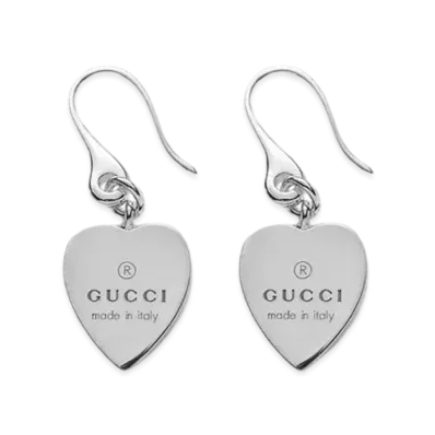 GUCCI Logo Heart Earrings "Silver"