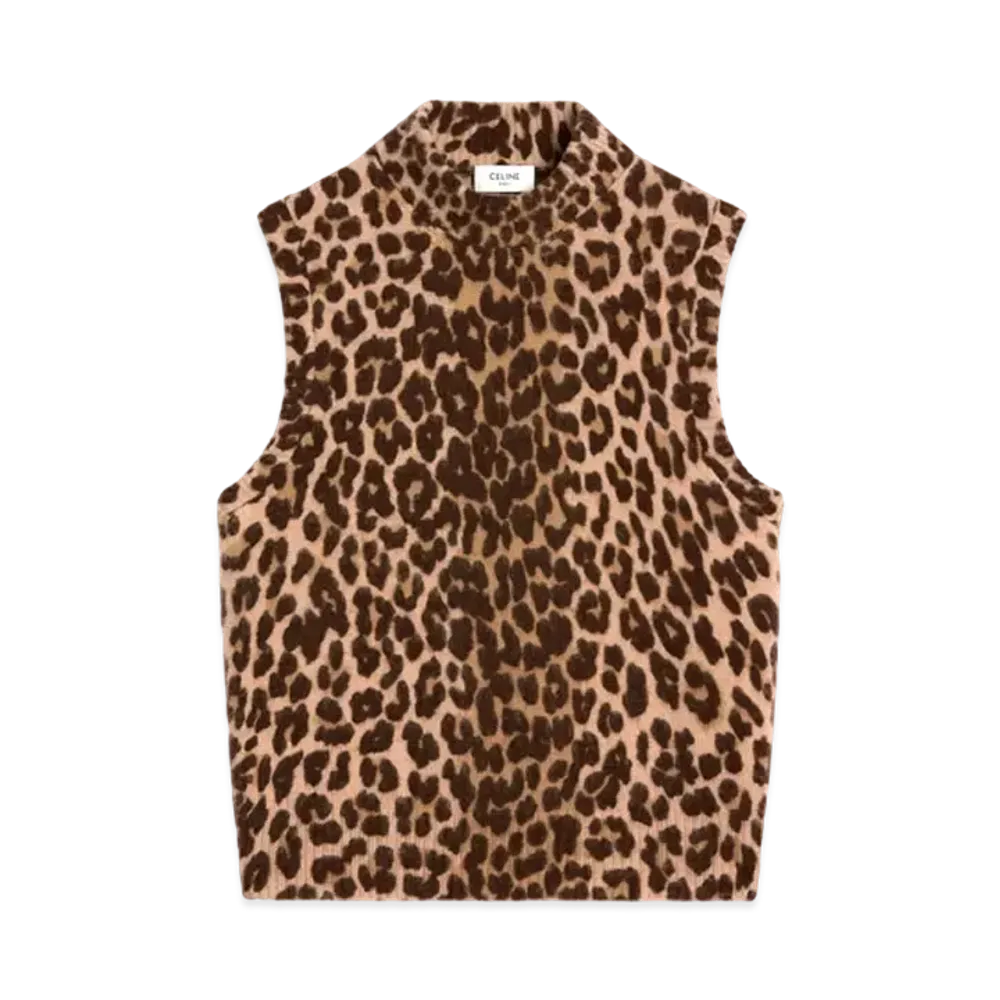 CELINE Turtleneck Sweater In Cashmere "Leopard"