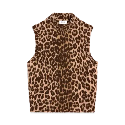 CELINE Turtleneck Sweater In Cashmere "Leopard"