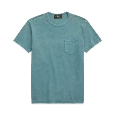 RRL Ralph Lauren Indigo Cotton Crewneck Tee "Blue"