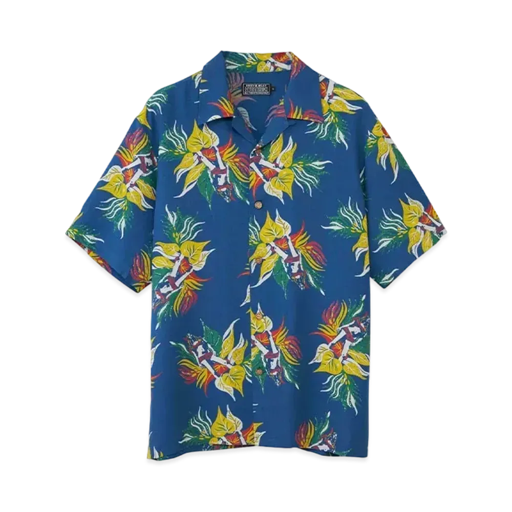 HYSTERIC GLAMOUR Tropic Ladyland Pattern Aloha Shirt "Blue"