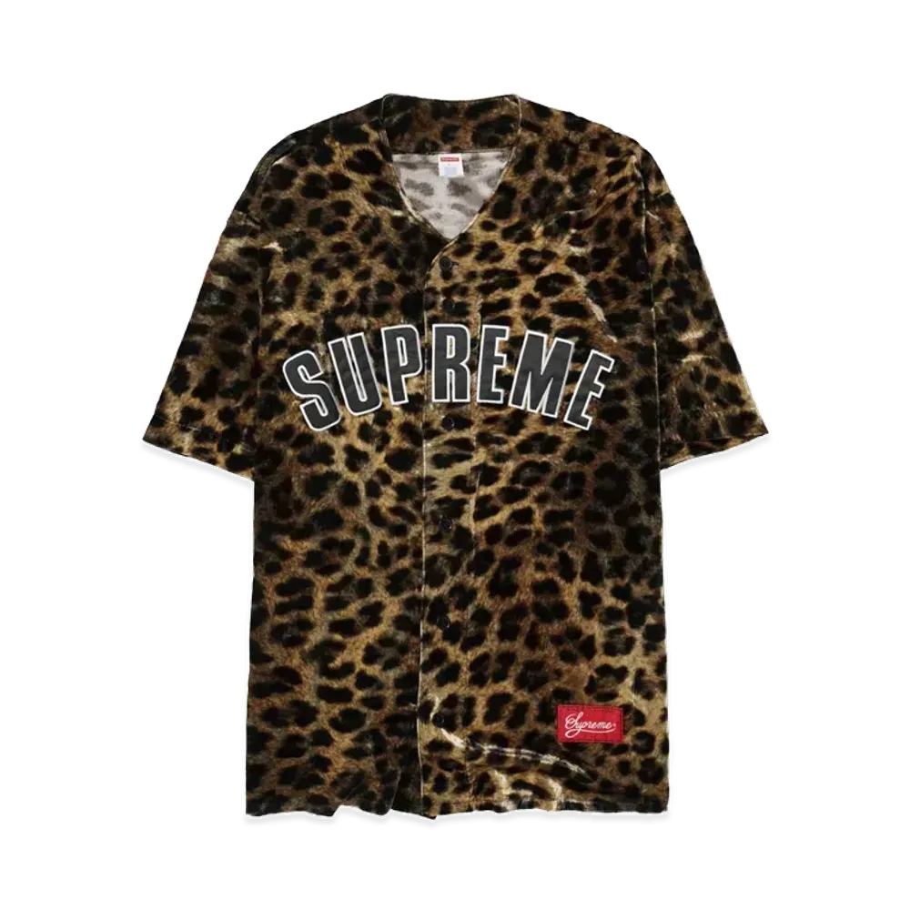 Supreme Velvet Baseball Jersey "Leopard"