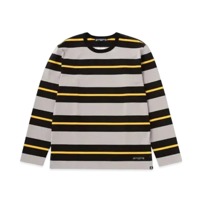 mastermind WORLD 3 Color Striped 3 4 Tee "Top Gray Black Yellow"