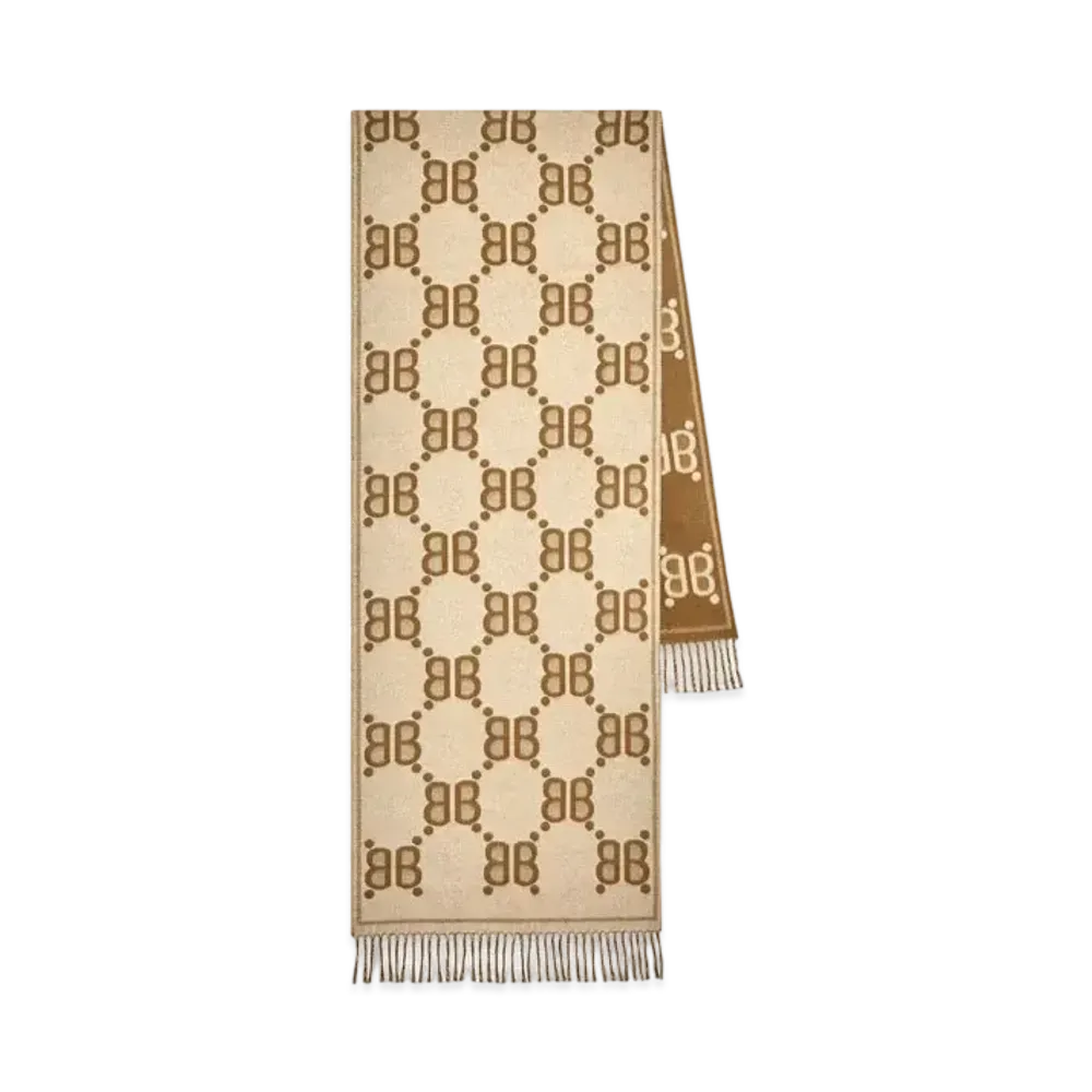 GUCCI x BALENCIAGA The Hacker Allover Logo Macro Scarf "Beige"